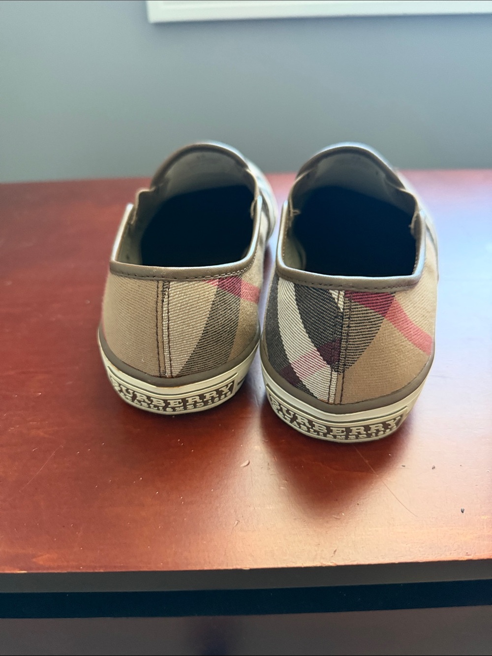 Burberry Beige Black Check Slip-On Loafers - Picture 4 of 6